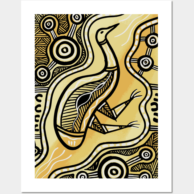 Aboriginal Art - Emu Gold Wall Art by hogartharts